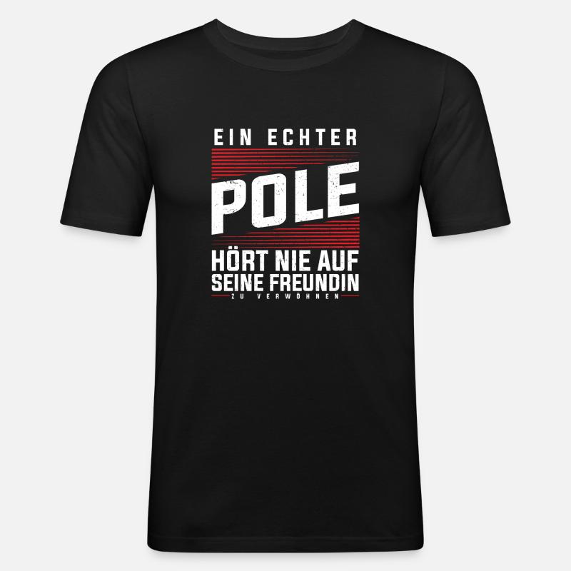 Polen - Ein Echter Pole - Männer Slim Fit T-Shirt - Schwarz