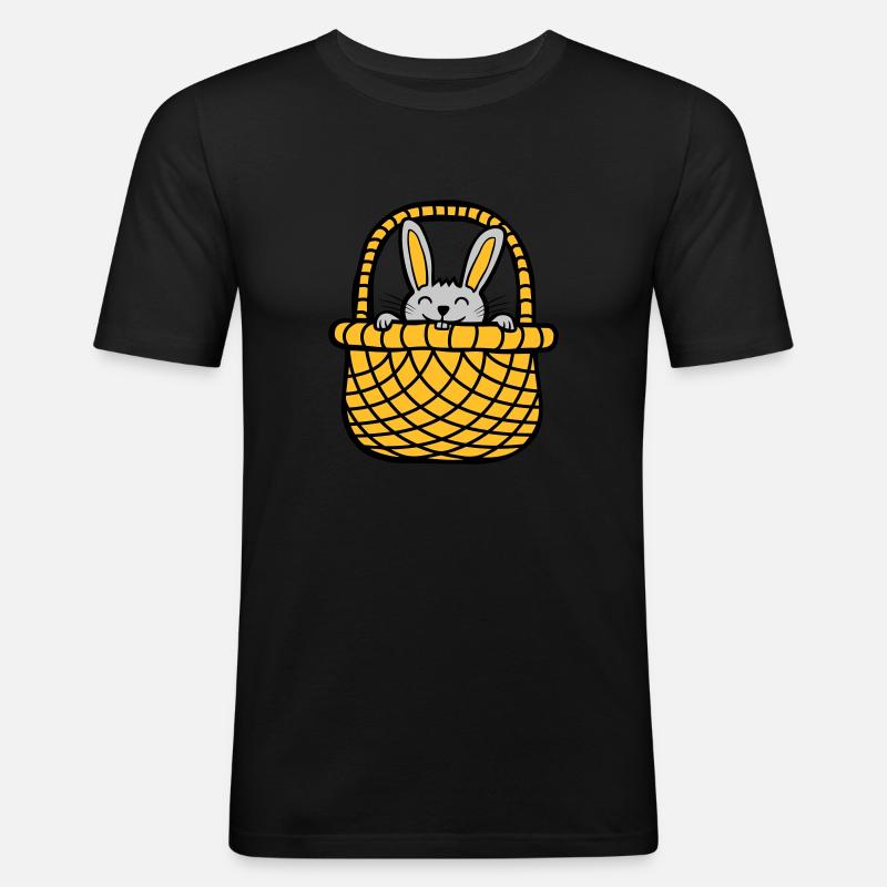Osterhase versteckt sich - Männer Slim Fit T-Shirt - Schwarz