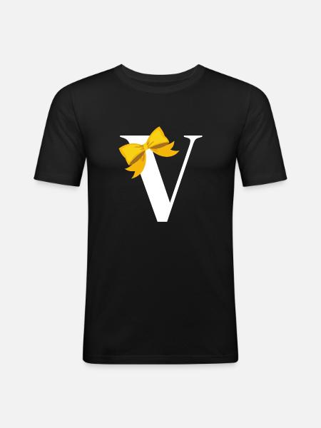 Letter V yellow bow - Men's Slim Fit T-Shirt - black
