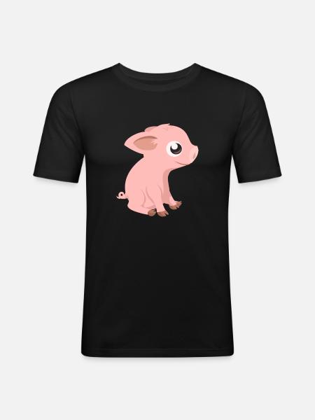 porcin - T-shirt près du corps Homme - noir