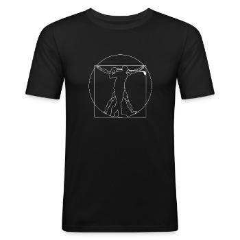 Golf Golf Vitruvian Man Coupe d’or - T-shirt près du corps Homme - noir - Devant - Nik (191cm)