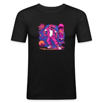 Pop Art Dino - Men's Slim Fit T-Shirt - black - Front - Nik (191cm)