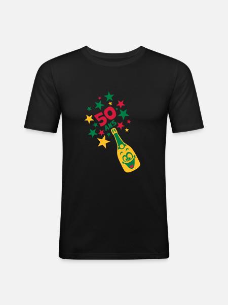 50 ans bouteille smiley etoile - T-shirt près du corps Homme - noir