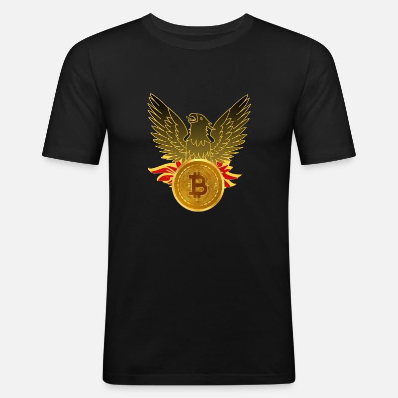 Bitcoin Phönix / HODL / Krypto / Mining - Männer Slim Fit T-Shirt - Schwarz