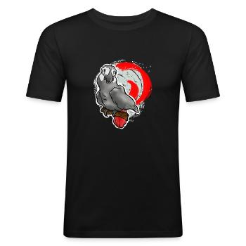 Graupapagei Toon - Männer Slim Fit T-Shirt - Schwarz - Vorne - Nik (191cm)