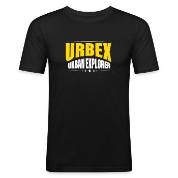 Urbex Urban Explorer - Männer Slim Fit T-Shirt - Schwarz - Vorne - Nik (191cm)