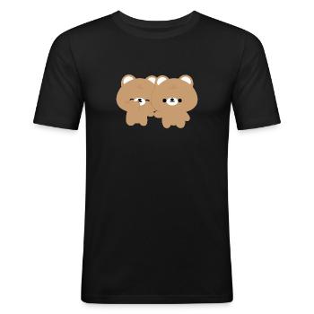 Brown Bear Couple - Men's Slim Fit T-Shirt - black - Front - Nik (191cm)