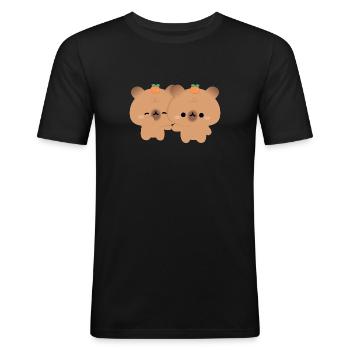 Wasserschweine-Paar - Männer Slim Fit T-Shirt - Schwarz - Vorne - Nik (191cm)