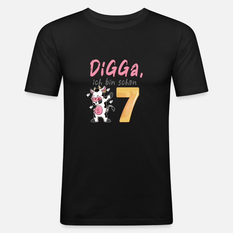 DIGGA, ich bin schon 7 - Männer Slim Fit T-Shirt - Schwarz