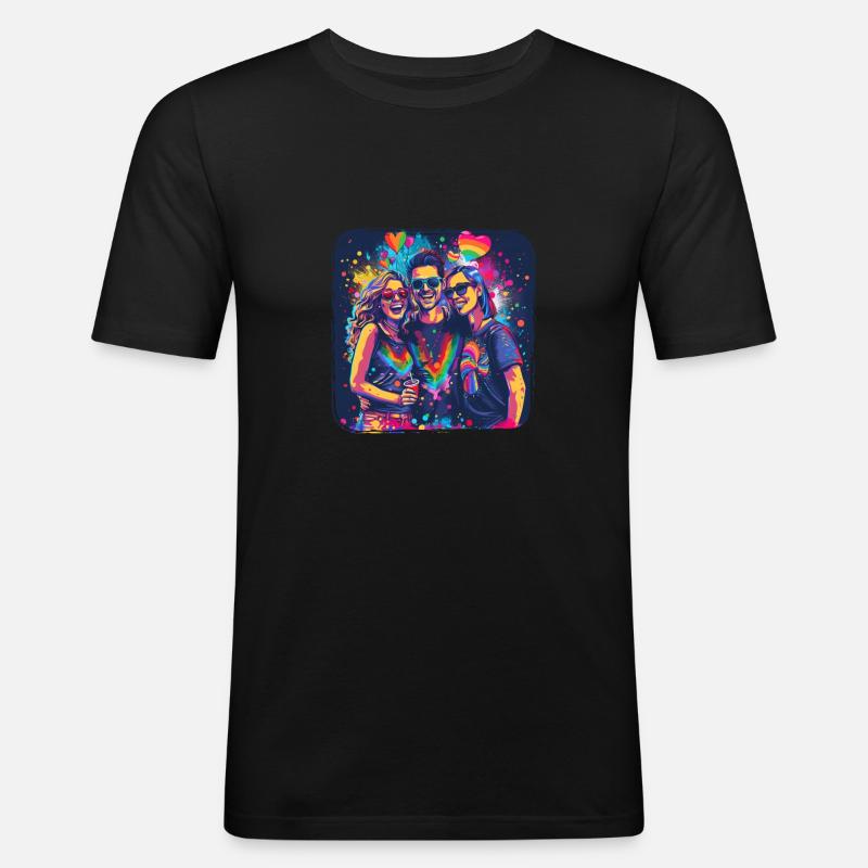 Rainbow Connection Embrace, Happy Pride - Männer Slim Fit T-Shirt - Schwarz