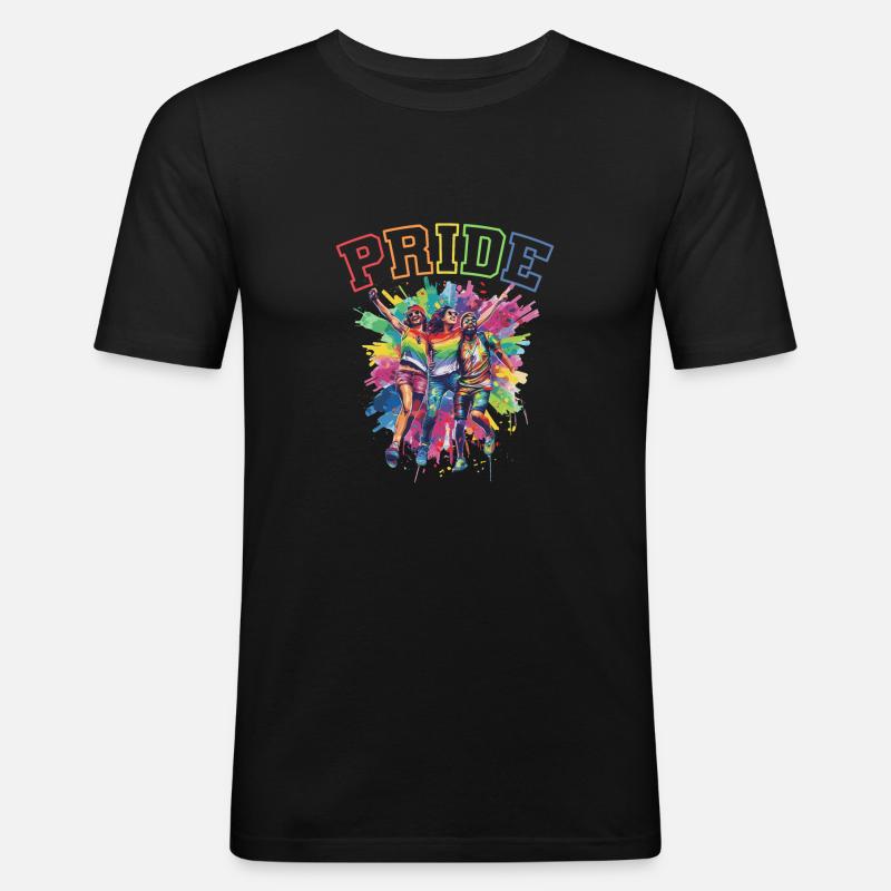 Rainbow Connection Embrace, Happy Pride - Männer Slim Fit T-Shirt - Schwarz