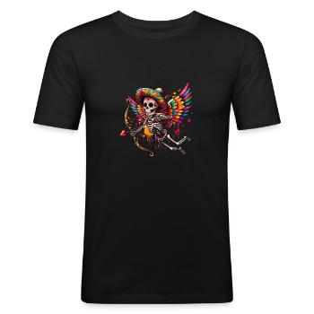 Cupid's arrow brings hearts together - Men's Slim Fit T-Shirt - black - Front - Nik (191cm)