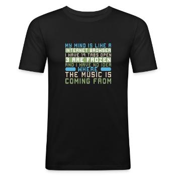 Lustiger Informatiker Spruch, Informatik - Männer Slim Fit T-Shirt - Schwarz - Vorne - Nik (191cm)
