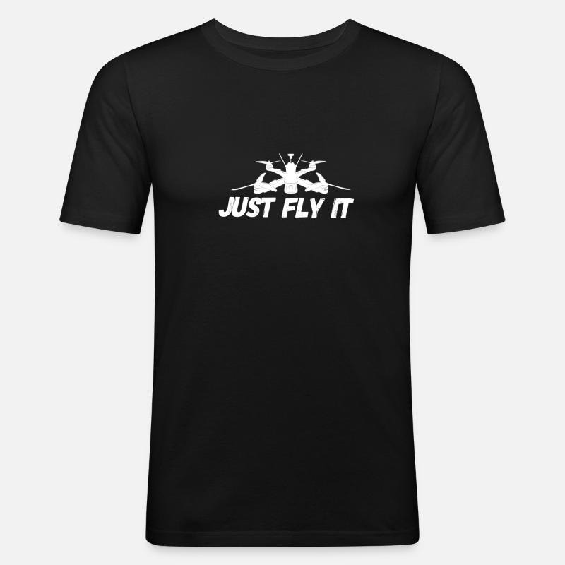 just fly it FPV drone - Männer Slim Fit T-Shirt - Schwarz