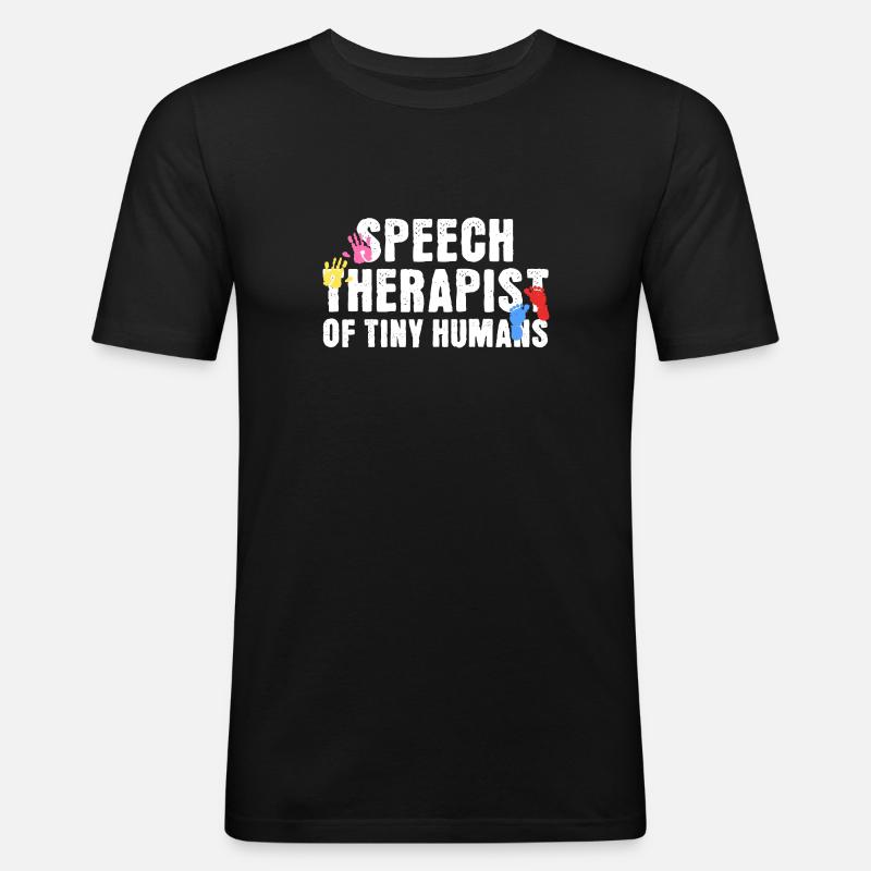 Logopädin von Tiny Humans - Männer Slim Fit T-Shirt - Schwarz