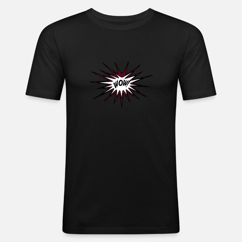 WOW! - Männer Slim Fit T-Shirt - Schwarz