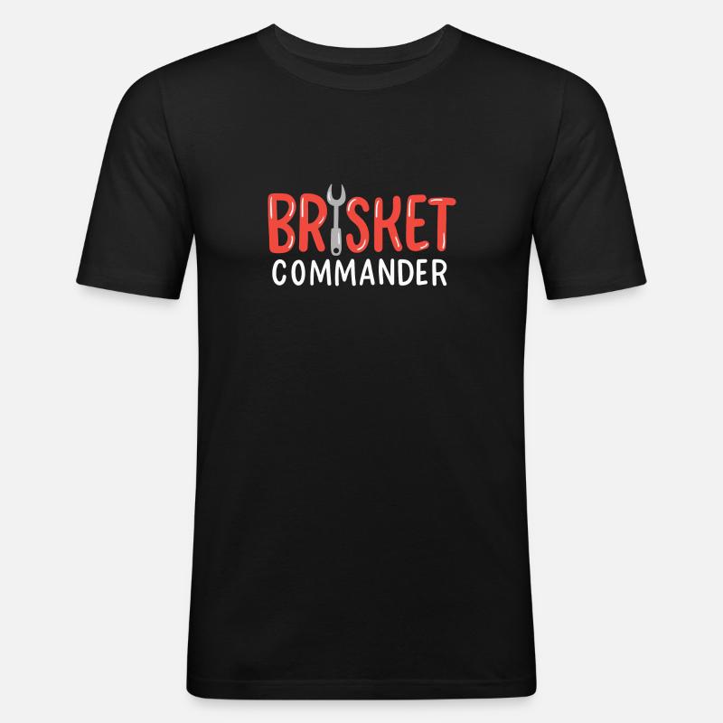 Brisket Commander - Männer Slim Fit T-Shirt - Schwarz