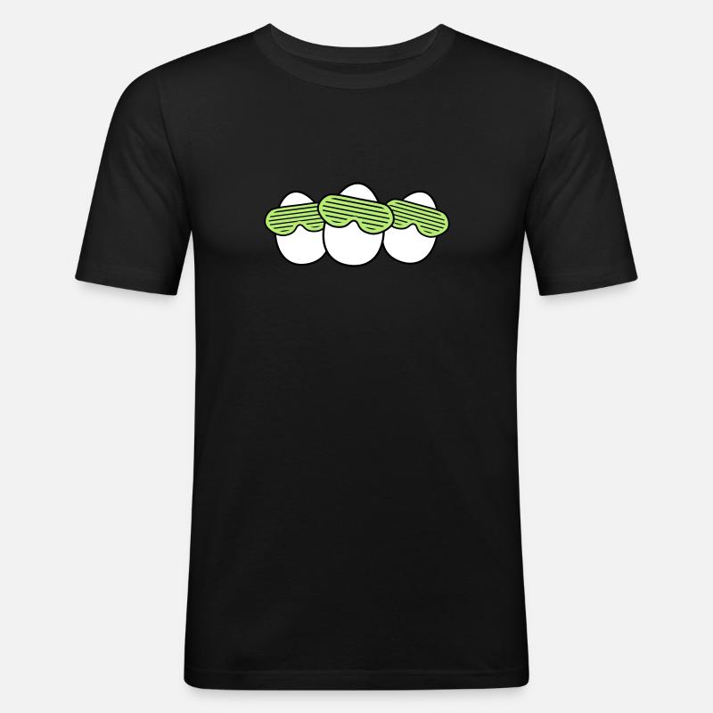 Funky Egg Crew - Männer Slim Fit T-Shirt - Schwarz