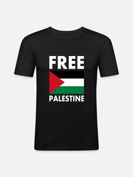 Free palestine - Herre Slim Fit T-Shirt - sort