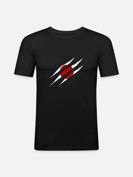 Japan Flag Scratch Cut - Men's Slim Fit T-Shirt - black