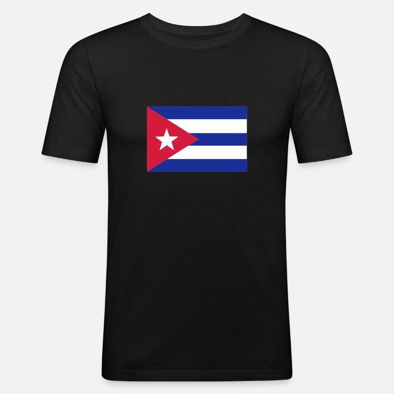 Cuba - Männer Slim Fit T-Shirt - Schwarz