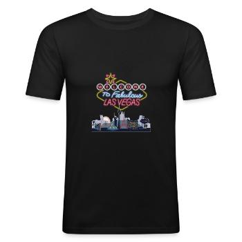Skyline Las Vegas - Männer Slim Fit T-Shirt - Schwarz - Vorne - Nik (191cm)