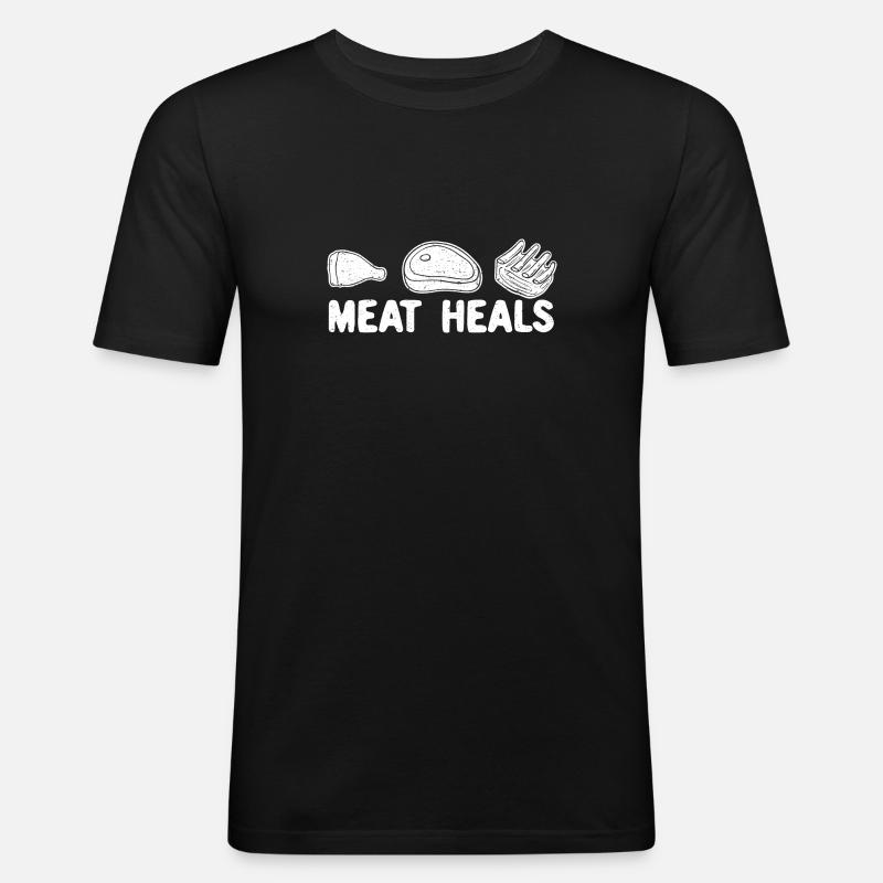 Fleisch heilt - Männer Slim Fit T-Shirt - Schwarz