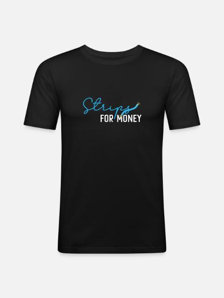 Strips für Geld - Männer Slim Fit T-Shirt - Schwarz