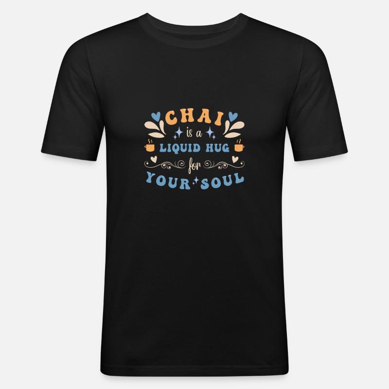 Chai Latte Tee trinken Teetrinker - Männer Slim Fit T-Shirt - Schwarz