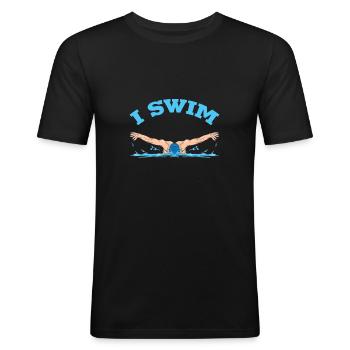 I swim - Men's Slim Fit T-Shirt - black - Front - Nik (191cm)