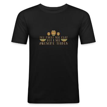 Töpfern Töpfer Keramik - Männer Slim Fit T-Shirt - Schwarz - Vorne - Nik (191cm)