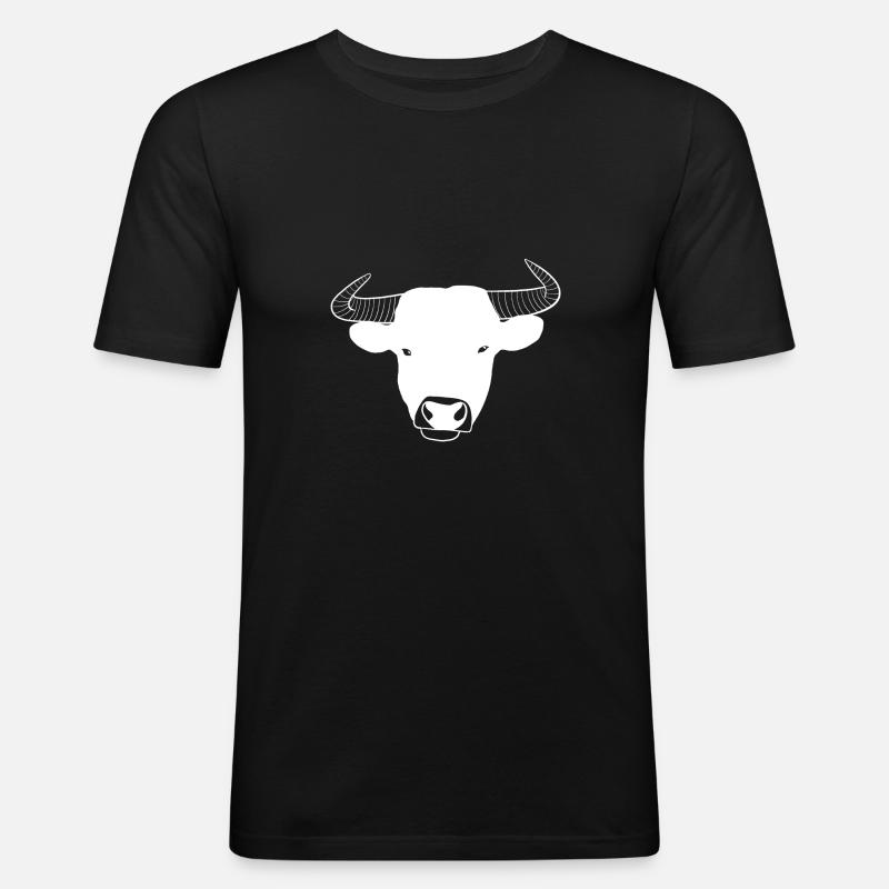Stier Sternzeichen Kuh - Männer Slim Fit T-Shirt - Schwarz