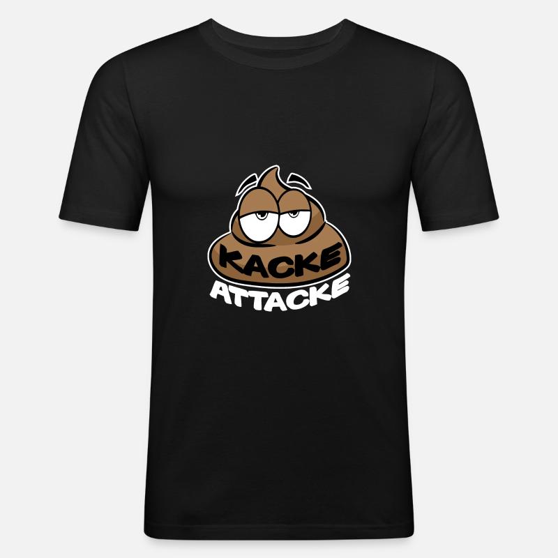 KACKE ATTACKE SCHEISSE - Männer Slim Fit T-Shirt - Schwarz