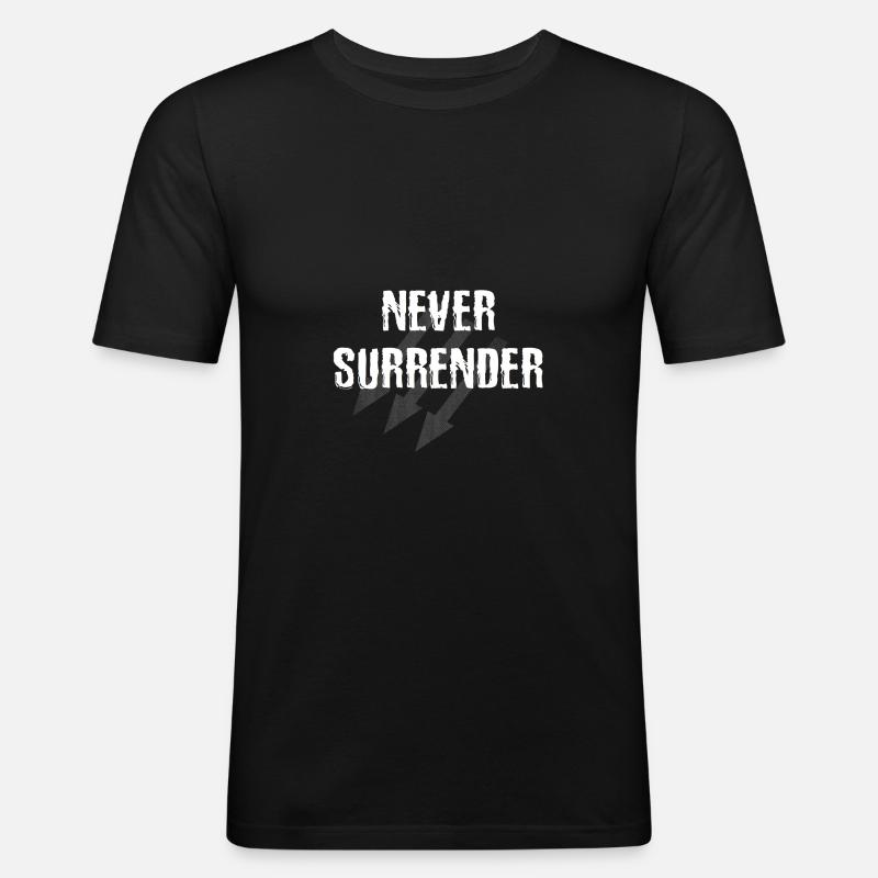 never surrender antifa - Männer Slim Fit T-Shirt - Schwarz