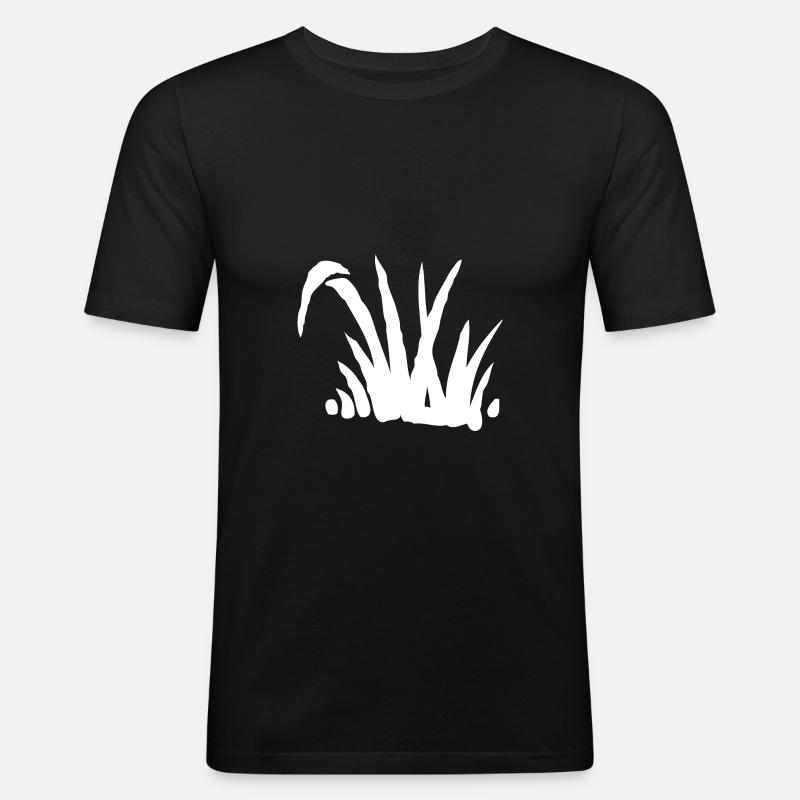 Gras Busch - Männer Slim Fit T-Shirt - Schwarz