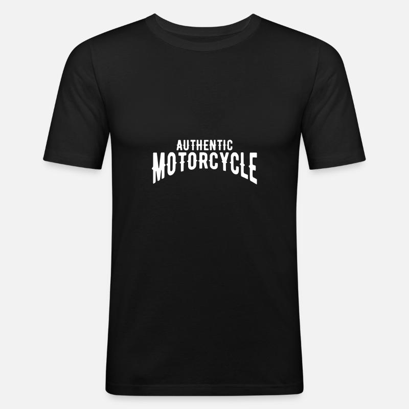 Authentic Motorcycle - Männer Slim Fit T-Shirt - Schwarz
