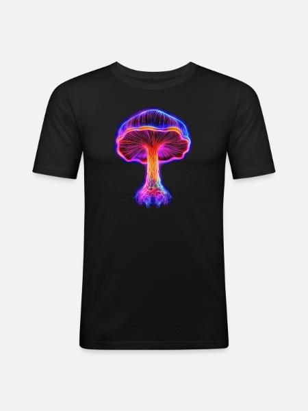 Glowing magic mushroom - Men's Slim Fit T-Shirt - black