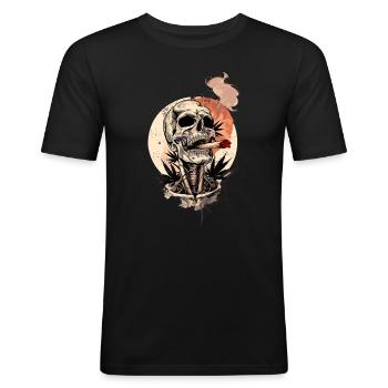 Stoner Stoner THC Biker Skull - T-shirt près du corps Homme - noir - Devant - Nik (191cm)