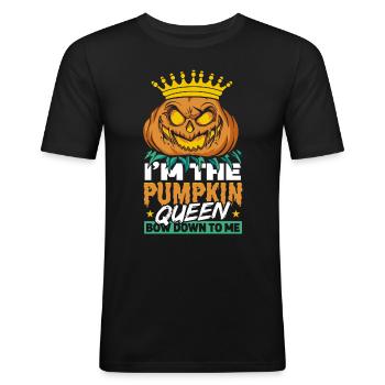 Ich bin die Pumkin Queen Verbeuge dich vor mir - Männer Slim Fit T-Shirt - Schwarz - Vorne - Nik (191cm)