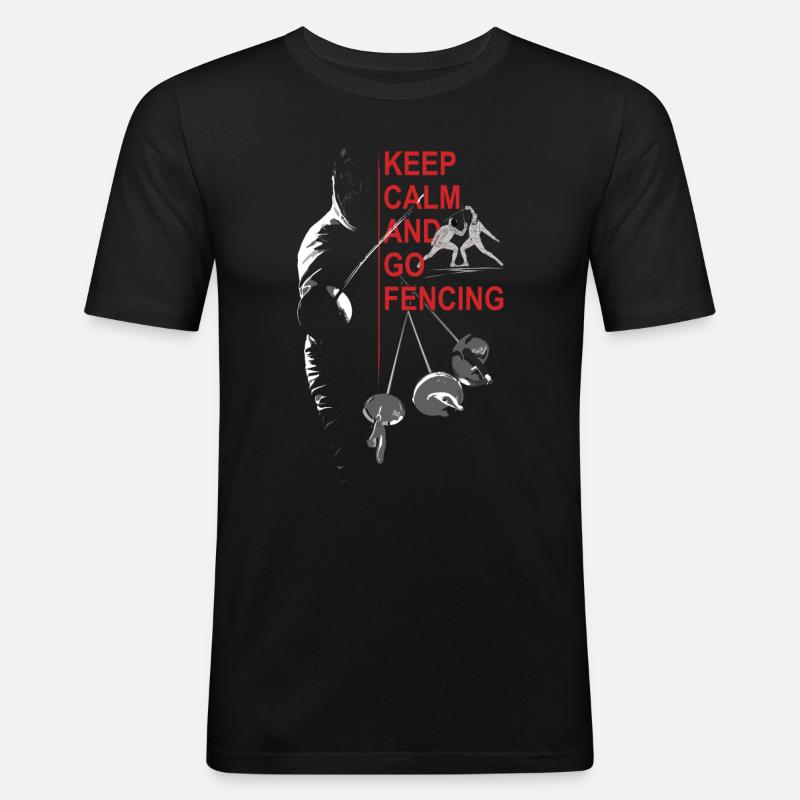 Fechten, Geschenk, Training, Keep Calm - Männer Slim Fit T-Shirt - Schwarz