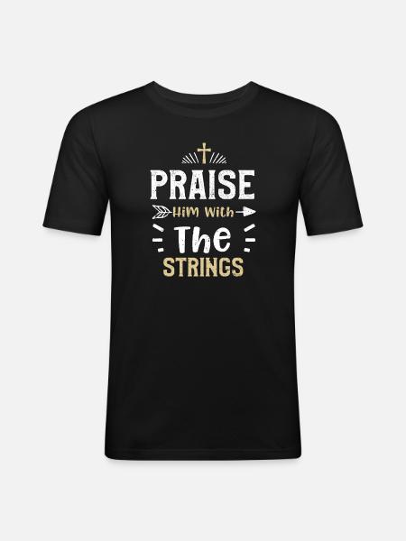 Praise Him With The Strings - Men's Slim Fit T-Shirt - black
