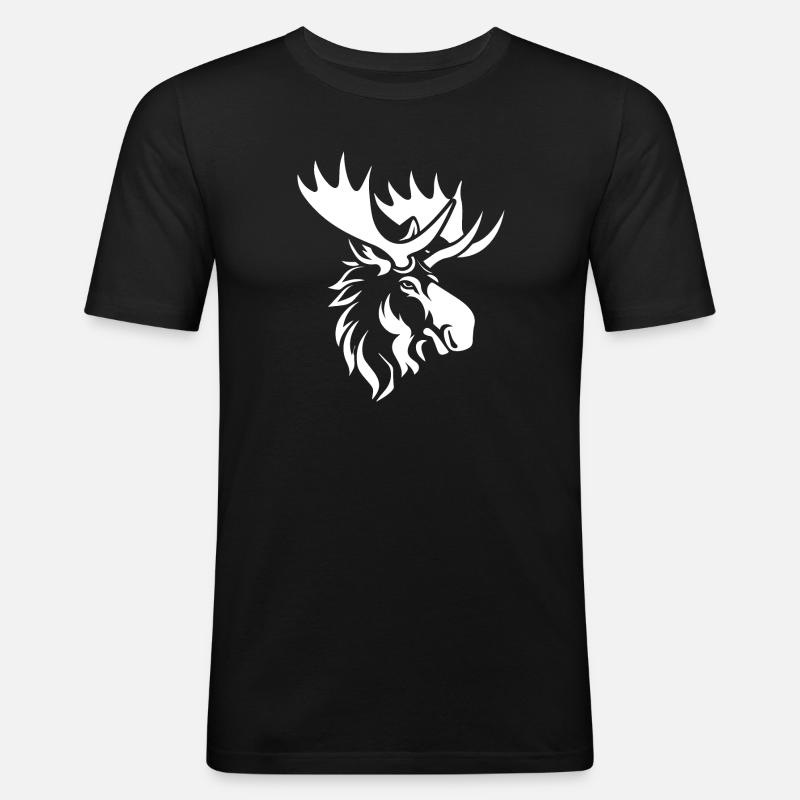 Elch - Männer Slim Fit T-Shirt - Schwarz
