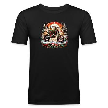 Supermoto Weihnachten - Männer Slim Fit T-Shirt - Schwarz - Vorne - Nik (191cm)