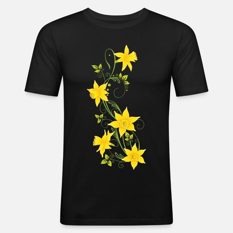 Easter, daffodils, daffodils, spring - Men's Slim Fit T-Shirt - black
