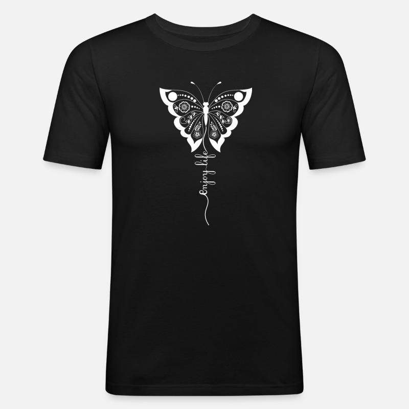 Papillon floral Script - T-shirt près du corps Homme - noir