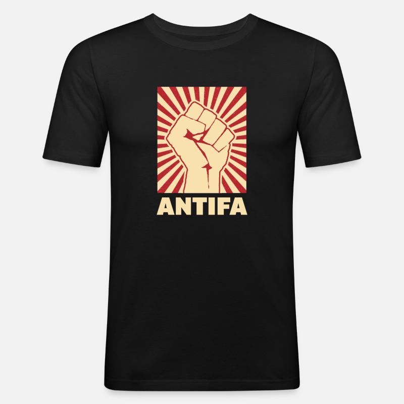 Antifa - Maglietta aderente da uomo - nero
