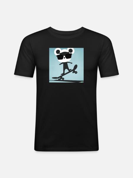 Skater Bär - Männer Slim Fit T-Shirt - Schwarz