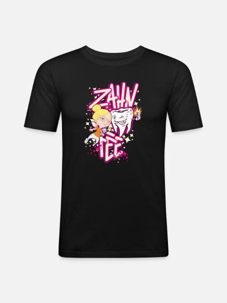 Zahnheldin Comiczauber - Männer Slim Fit T-Shirt - Schwarz