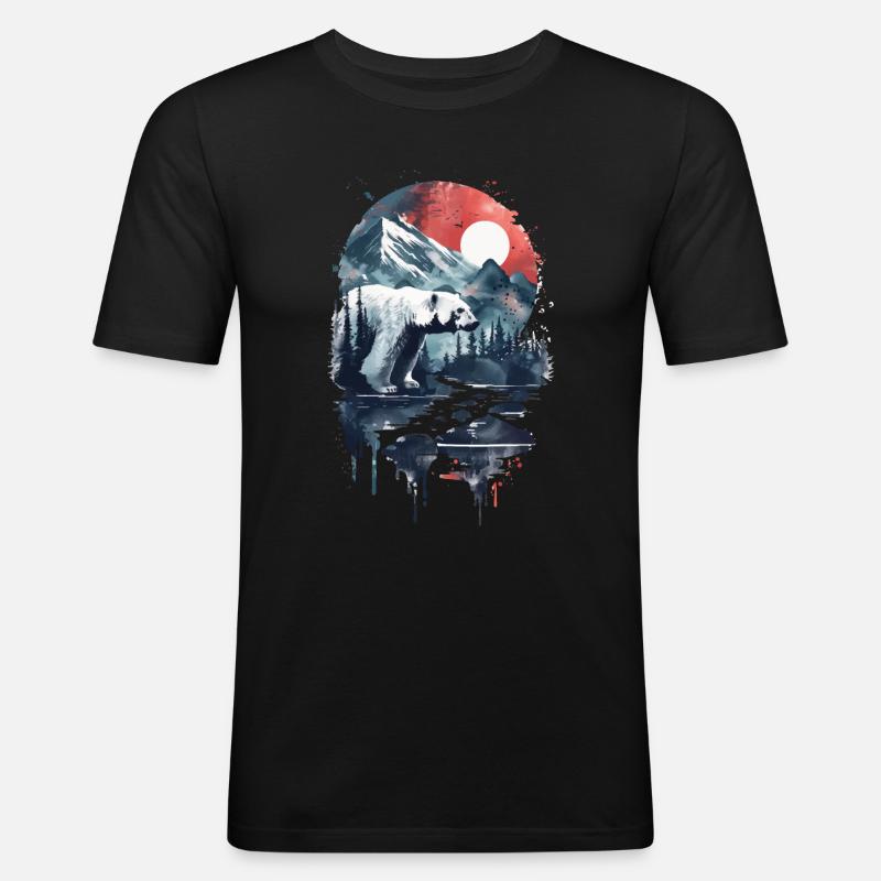 Polar Bär - Männer Slim Fit T-Shirt - Schwarz