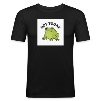Lustiger Frosch mit Statement Text - Männer Slim Fit T-Shirt - Schwarz - Vorne - Nik (191cm)